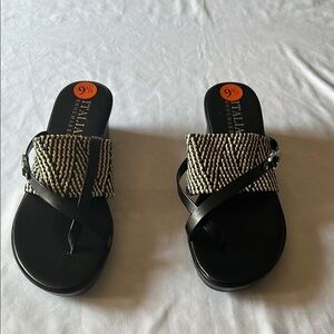 Italina Black and Cream Women's Sandals